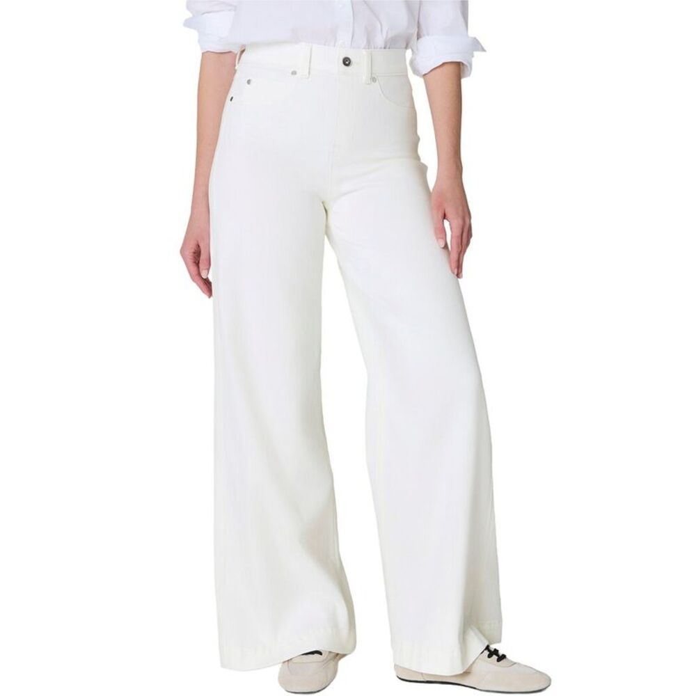 Spanx® Womens  Spanx Pull-On Wide Leg Jean Chalk, White